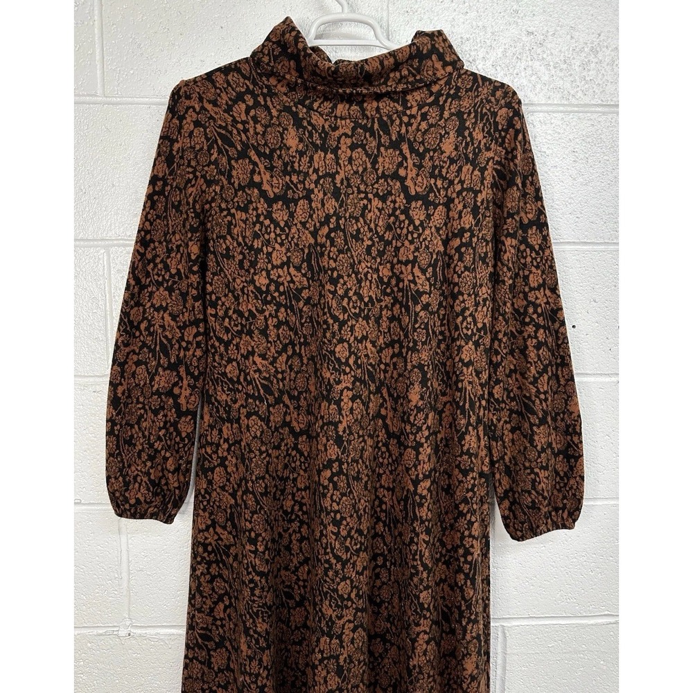 Soft Surroundings Royal Brown Black Metallic Floral Midi Flare Dress / Size XL